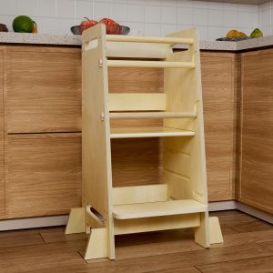 Kitchen Step Stool for Toddlers,Wiifo Adjustable Height Kids Learning Stool, Toddler Standing Tower(Natural)