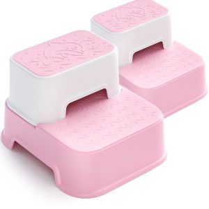2 Step Stool for Kids (2 Packs),Toddler Stool for Bathroom Sink,Potty Training,Pink