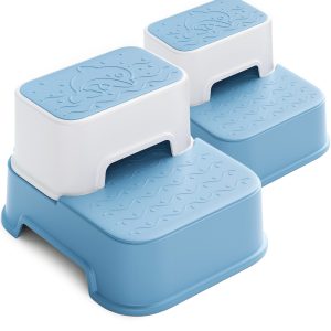 2 Step Stool for Kids (2 Packs),Toddler Stool for Bathroom Sink,Potty Training,Blue